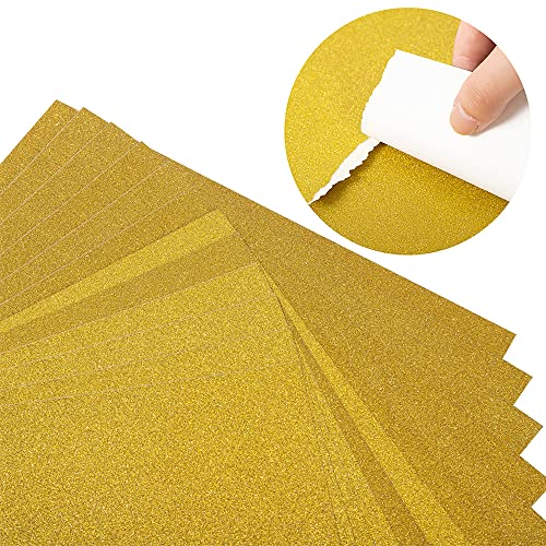 20 Sheets Glitter Thick Paper Cardstock Blank, 8.5 x 11 inches, Gold | For DIY Birthday, For Wedding Party Supplies, Invitation Cards Making - color: Gold