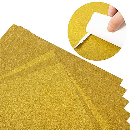 20 Sheets Glitter Thick Paper Cardstock Blank, 8.5 x 11 inches, Gold | For DIY Birthday, For Wedding Party Supplies, Invitation Cards Making - color: Gold