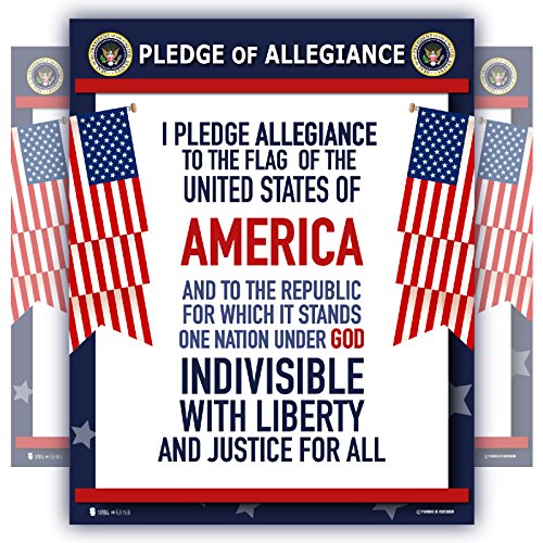 Pledge of Allegiance poster Large LAMINATED American flag big print for classroom décor chart usa sign 18x24 - color: PledgeOfAllegiance, size: 18x24