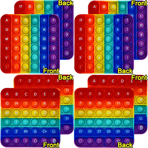 Alphabet Pop Fidget Toy Letters ABC Numbers Learning and Educational Toys Square Sensory Toys Popper Games Gifts for Kids ADHD Autism 4 Packs Double Side(2 Alphabet Numbers and 2 Uppercase Lowercase) - size: Rainbow, style: 4 Packs Numbers and Alphabet Do