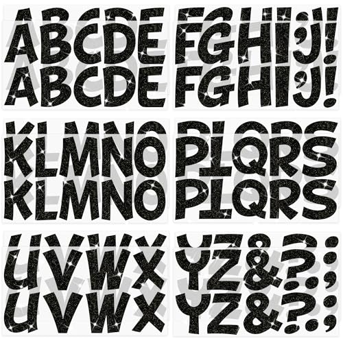 132Pcs Bulletin Board Letters 2.5 Inch Glitter Black Letter Stickers Large Vinyl Alphabet Stickers Self Adhesive Stick on Letters Sticker for Poster Mailbox Display Crafts Party Home Classroom Decor - color: Black, size: 2.5 Inch