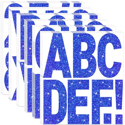 196 Pcs 24 Sheets Large Letter Stickers Glitter Big Font Alphabet Number Self Adhesive Vinyl Stick on Letters Sticker for Mailbox Crafts Poster Bulletin Boards Classroom Home Decor (Navy Blue,6 Inch) - color: Navy Blue, size: 6 Inch