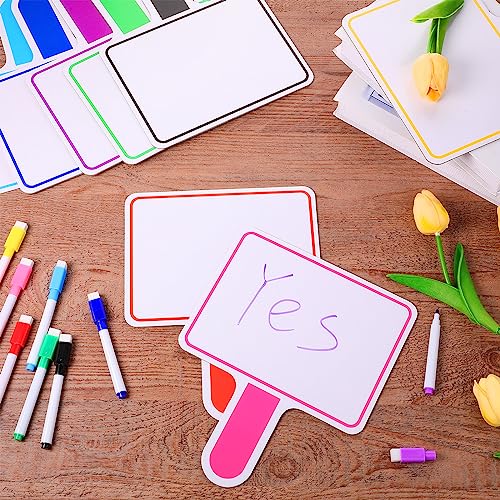 Crtiin 40 Pcs Colorful Dry Erase Paddles Auction Paddles Mini Dry Erase Board Small Handheld Double Sided Whiteboard Quick Response Answer Board for Student Teaching Classroom (Multi Color)