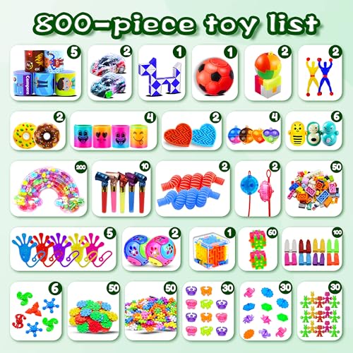 800Pcs Party Favors for Kids 6-12, Fidget Toys Bulk for Adults, Treasure Box Toys for Classroom Prizes, Goodie Bag Fillers, Prize Box for Boys Girls, Pinata Stuffers