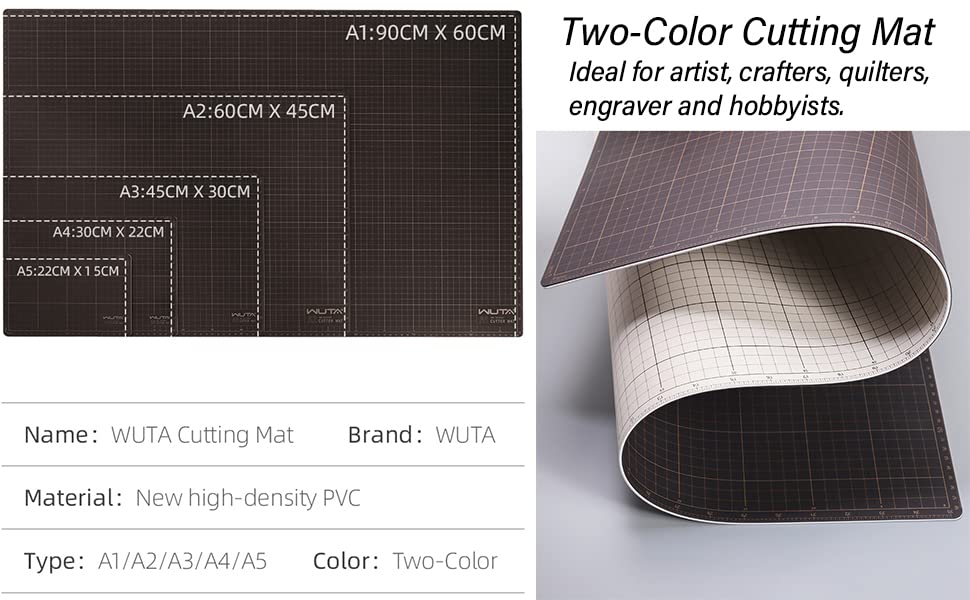 WUTA Self Healing Sewing Mat, PVC Cutting Mat A1 Double Sided Cutting Board for Sewing, Craft, Quilting, Fabric, Scrapbooking Project（35.4" x 23.6") - size: 35.4"L x 23.6"W