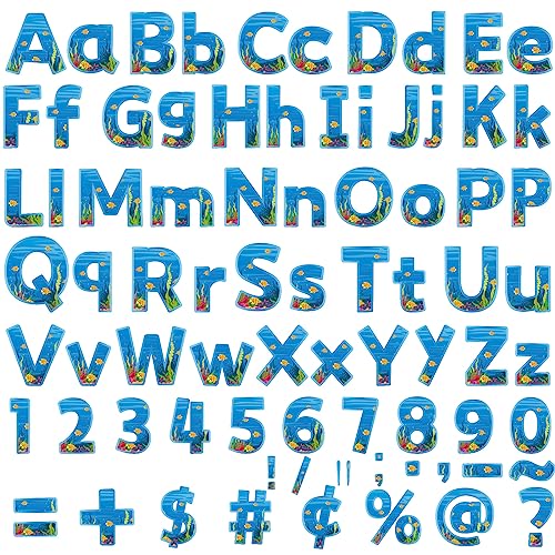266 Pcs Letters Combo Pack Set Bulletin Board Letters Under The Sea Ocean Letters and Number Accents for Bulletin Board Display Home School Classroom Decor - style: Under The Sea