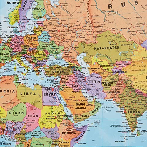 Giant World MegaMap, Large Wall Map (World Map with Flags - 23 x 33cm) - color: World Map with Flags - 23 x 33cm