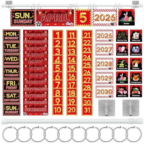 MotiMind 65 Pcs 2026 Movie Night Flip Calendar Bulletin Board Set Flip Calendar with Adjustable Holder Colorful Classroom Decor Include 65 Date Card for Back to School Home Decor Supplies - style: Movie Night
