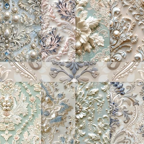 PRSTINCOL Scrapbook Paper,16 Sheets 6x6 Inch Pearl Satin Style Scrapbook Supplies,Single-Sided Vivid Origami Decoupage Paper for Diy Crafts, Card Making, Art Journaling - color: Pearl Paper