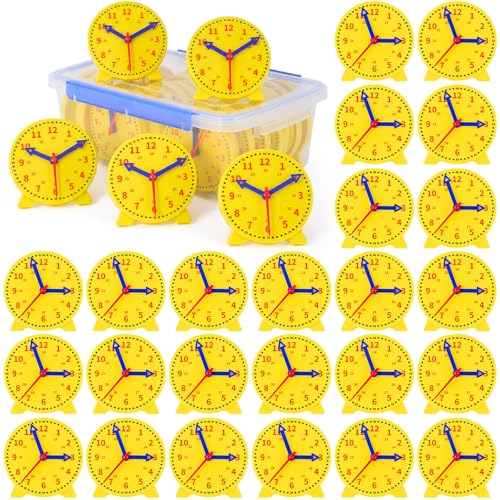 Batiyeer 38 Pcs Teaching Clock Kit for Kids to Tell Time with Storage Box 4.7" Analog Geared Clocks for Kids, Math Manipulatives, Teaching Classroom Supplies