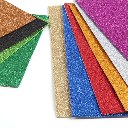 LOMIMOS 10 PCS Self Adhesive EVA Foam Paper Sheets,Colorful Glitter Paper for Handicraft Arts and Crafts DIY Project Classroom(8x12 in) - color: Adhesive Glitter