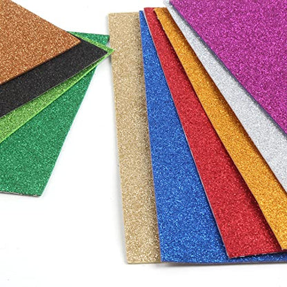 LOMIMOS 10 PCS Self Adhesive EVA Foam Paper Sheets,Colorful Glitter Paper for Handicraft Arts and Crafts DIY Project Classroom(8x12 in) - color: Adhesive Glitter