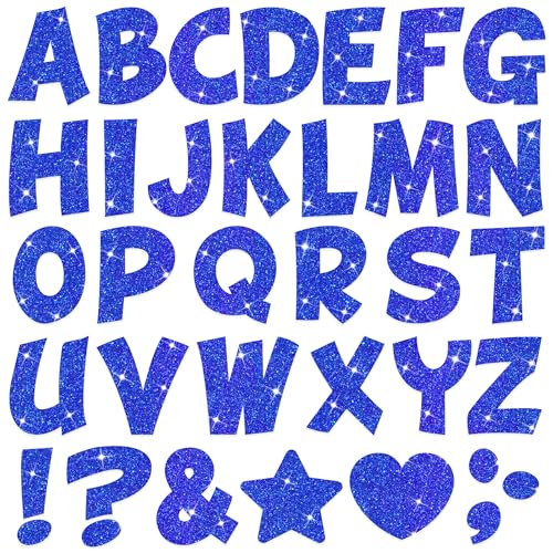 102Pcs Blue Letter Stickers Glitter Bulletin Board Letters 4Inch 12 Sheets Large Alphabet Stickers Self Adhesive Vinyl Poster Boards Letters for Mailbox Classroom Home Party Decor(12,Blue,4 Inch) - color: Blue, size: 4 Inch