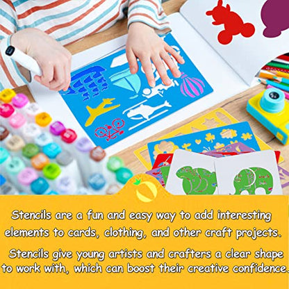 Stencils for Kids, 32 pcs Plastic Drawing Stencils Kits Animals Shape Stencils for Kids Boys Grils Crafts School Art Projects - color: Multi 32PCS