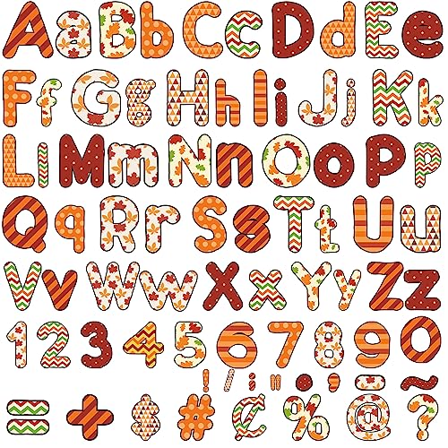 266 Pcs Letters Combo Pack Set Bulletin Board Letters Fall Thanksgiving Maple Leaf Letters and Number Accents for Bulletin Board Display Home School Classroom Decor - style: Fall
