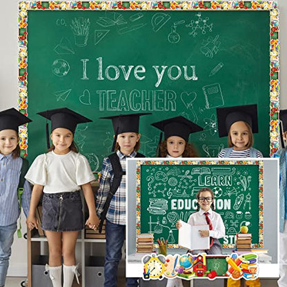 Panelee Back to School Border 68.9 Feet Bulletin Board Border Butterflies Flowers Bee Space Inspirational Cute Decor for Classroom Bulletin Boards Chalkboard Wall Decor - style: 100th Day of School