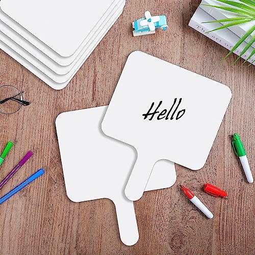 50 Pcs Dry Erase Paddles, Dry Erase Answer Paddle, Double Sided Handheld White Boards, Double Sided Paddles for Students Teachers Classroom Voting Bridal Shower Games(50 Pack,10 X 7.9 Inches)