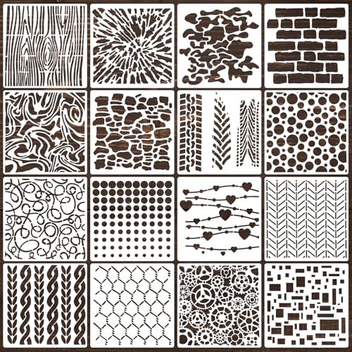 16Pcs Geometric Stencils for Painting, 6 X 6 Inch Reusable Abstract Stencils Cubist Stencils for Crafts Painting DIY Card Makin
