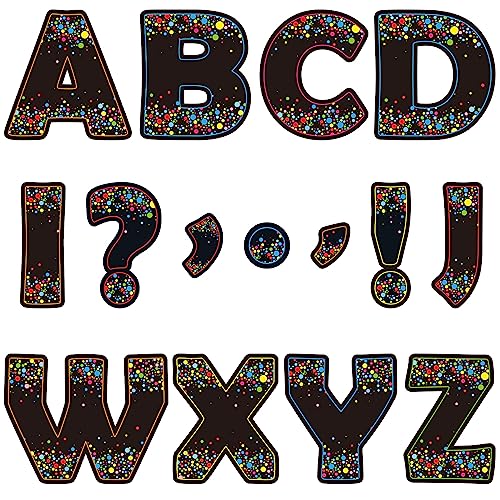 150 PCS Large 7" Bulletin Board Letters Set,Black Confetti Classroom Alphabet Cutout Letter for Bulletin Board Display Home School, A Great Helper to Inspire Students' Learning Interest - style: Confetti