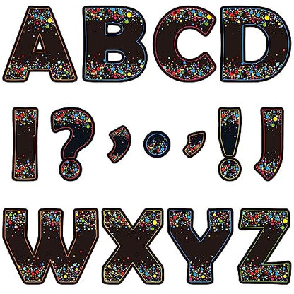 150 PCS Large 7" Bulletin Board Letters Set,Black Confetti Classroom Alphabet Cutout Letter for Bulletin Board Display Home School, A Great Helper to Inspire Students' Learning Interest - style: Confetti