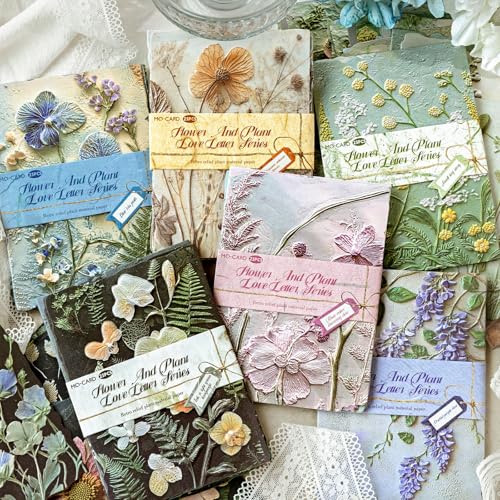 138Pcs Scrapbook Paper Textured Journaling Scrapbooking Supplies Kit Decorative Craft Paper Assorted for Junk Journals Card Crafts Making, Flower Grass Letter - color: Flower Grass Letter