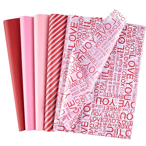 CHRORINE Art Tissue 50 Sheets Pink & Red Valentine's Day Tissue Paper for Gift Wrapping, Party Decoration, Scrapbooking & Crafting - color: Valentine（5colors）