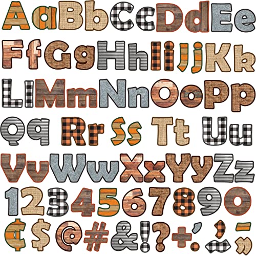 230pcs Letters Combo Pack Set, Fall Thanksgiving Classroom Alphabet Letters Numbers Bulletin Board Block Decor Accents Cutouts for Students Kids - style: Fall