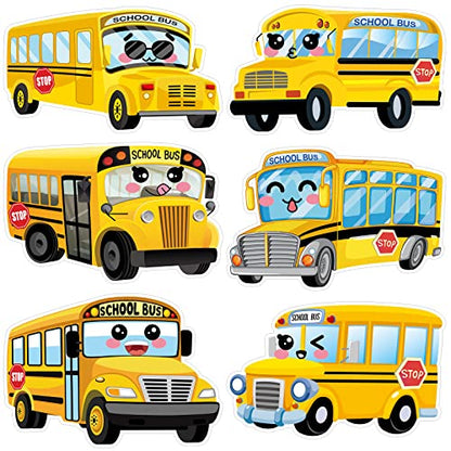 Tisancy 144 Pcs Bulletin Boards Cutouts Yellow Smile Face Cutouts for Classroom Bulletin Boards Decorations with 300 Adhesive Dots, Elementary Classroom Decor(School Bus) - style: School Bus