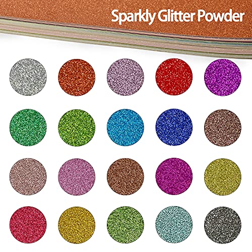 Simetufy Glitter Cardstock, 40 Sheets in 20 Colors, A4 Premium Cardstock for Cricut, Crafts and DIY Projects, Sparkly Paper for Card Making, 250 GSM