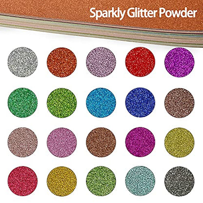 Simetufy Glitter Cardstock, 40 Sheets in 20 Colors, A4 Premium Cardstock for Cricut, Crafts and DIY Projects, Sparkly Paper for Card Making, 250 GSM