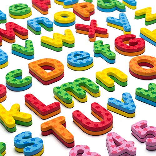 192 Pcs Magnetic Letters Numbers 9 Color(With Pattern Blocks,Symbols) Foam Set, Alphabet Magnets Gift for Preschool Kids Children Toddler Educational Fridge Refrigerator Toy, Classroom School Learning
