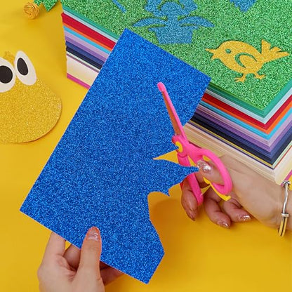YZH Crafts Glitter Cardstock Paper, No-Shed Shimmer Glitter Papers, Cut Craft and DIY Projects Card stock, Sparkly Paper for Card Making, 8.27 x 11.69 Inch, A4 Size, 10 Sheets (Royal Blue)