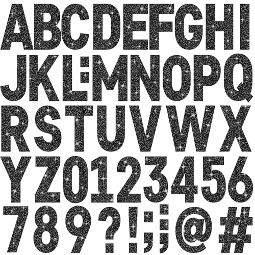 24 Sheets Large Letter Stickers Big Font Glitter Alphabet Number Stickers Self Adhesive Stick on Letters for Poster Board Bulletin Board Mailbox Crafts Classroom Home Decor (Black, 6 Inch) - color: Black, size: 6 Inch