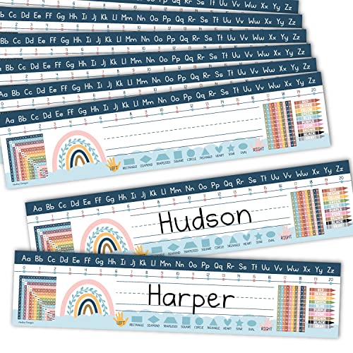 Hadley Designs Desk Name Tags for Classroom –25 Student Name Tags for Desks, 13x3 Name Plates for Classroom Decor, Teacher Supplies, Boho Nametags, 1st-3rd Grade Kindergarten Preschool Must Haves - color: Boho Classic