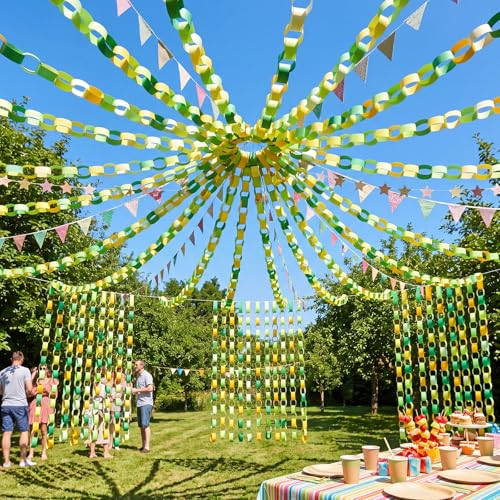 Lincia 600 Sheet Paper Chain Garland Strips 1x8 Inch with Double Sided Tape, DIY Construction Paper Chains for Birthday Wedding Holiday Party Decorations, Crafts Supplies (Irish Day) - color: Irish Day
