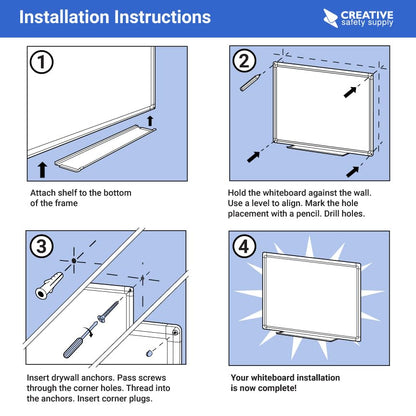 Magnetic Grid Dry Erase Whiteboard – Wall Mounted with Aluminum Frame & Marker Tray – Easy Erase Planning Board for Office, Warehouse & Project Management 48" x 36" - size: 48"W x 36"H