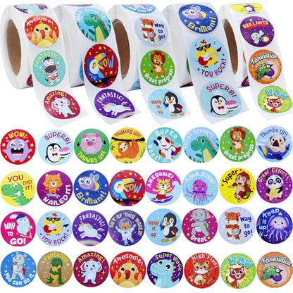 2500Pcs Stickers for Kids Classroom, Animals Themed Design Teacher Students Reward Stickers for School Classroom Supplies - size: 2500Pcs