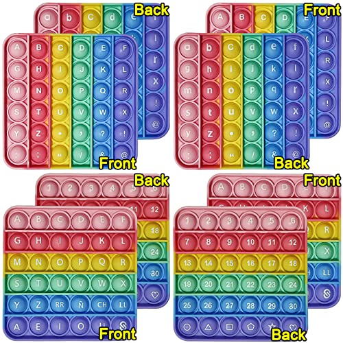 Alphabet Pop Fidget Toy Letters ABC Numbers Learning and Educational Toys Square Sensory Toys Popper Games Gifts for Kids 4 Packs Double Side Macaron(2 Alphabet Numbers and 2 Uppercase Lowercase) - size: Macaron, style: 4 Packs Numbers and Alphabet Double