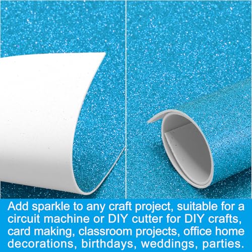 PATIKIL 2mm(1/10") Thick Adhesive Glitter Foam Sheet 16x24inch(40x60cm) Light Blue, EVA Shiny Foam Board for Craft, 6 Pcs - color: Light Blue
