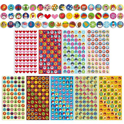 Qilery 2472 Pcs Mini Seasonal Colorful Stickers, 36 Sheets Self Adhesive Planner Chart Stickers for Kids, Classroom Labels Daily Planner Calendar Planning Party Favors Envelopes Preschool Office