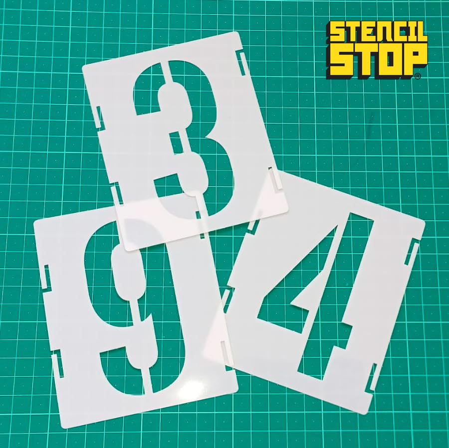 4 Inch (45 Pieces) Interlocking Alphabet & Number Stencil Kit - Complete Set with All Letters - Durable & Reusable Classic Font for Small Projects - Ceramic, Wood Boxes, Mailboxes, and Fabric - color: Classic Font, size: 4 inch