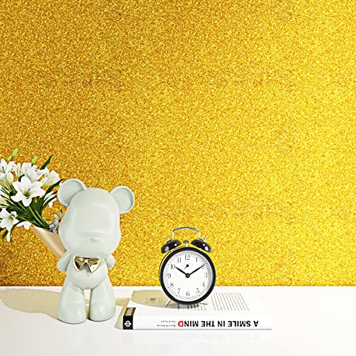 FunStick Glitter Paper Cardstock 15.8"x240" Gold Glitter Cardstock Sparkle Craft Paper Roll Self Adhesive Premium Glitter Sticker Papers Sheets for Card Making Cricut Diy Wedding Home Decor Removable - size: 15.8 x 240 inches