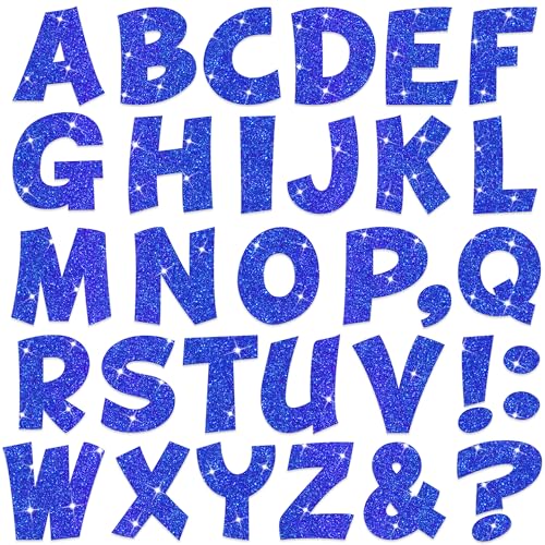 132Pcs Blue Letter Stickers Glitter Bulletin Board Letters 2.5Inch 12 Sheets Large Alphabet Stickers Self Adhesive Vinyl Poster Boards Letters for Mailbox Classroom Home Party Decor(12,Blue,2.5 Inch) - color: Blue, size: 2.5 Inch