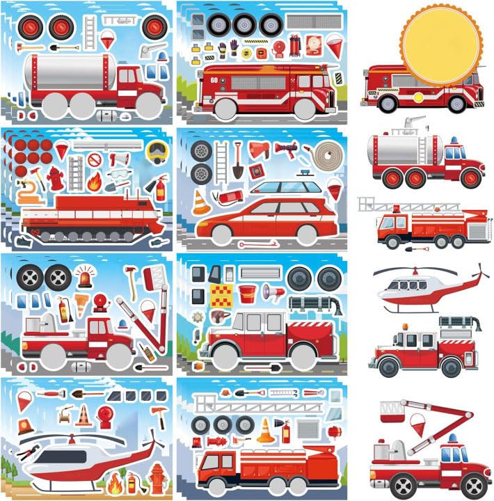 24 Sheets Rescue Vehicle Stickers for Kids, Make Your Own Tow Truck Stickers for Toddlers, Relief Vehicles Theme Sticker for Classroom Teacher Reward(Fire Trucks, Helicopters, Water Trucks) - style: Truck