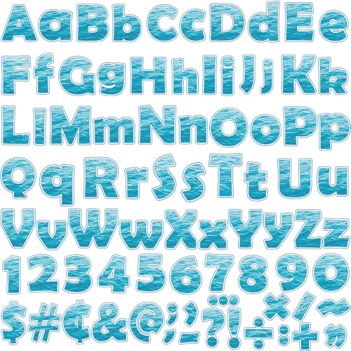 260pcs Letters Combo Pack Set Ocean Sea Water Colorful Classroom Decorations Alphabet Letters Numbers Bulletin Board Block Accents Cutouts for Students Kids - style: Sea Water