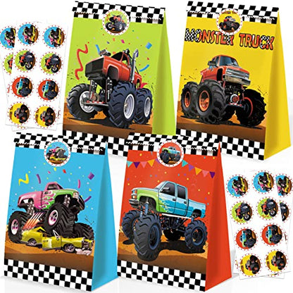 24pcs Monster Truck Goodie Bags - Monster Party Favors & Decorations for Boys' Birthday Parties - style: monster truck