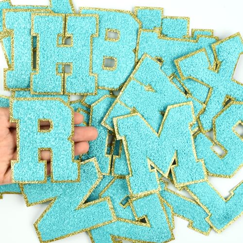 Morcheiong 26Pcs 3.14 Inch Large Chenille Letter Patches A-Z Self Adhesive, Chenille Letters for Clothing, Letters Patches for Fabric (Blue) - color: Blue, size: 26Pcs 3.14"