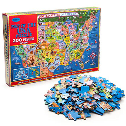 USA Map Puzzle for Kids - 200 Piece United States Puzzle - 50 States with Capitals for Kids Ages 4 and Up, America Jigsaw Puzzle Children’s Geography Puzzles Preschool Toys - color: B: Usa Map Jigsaw