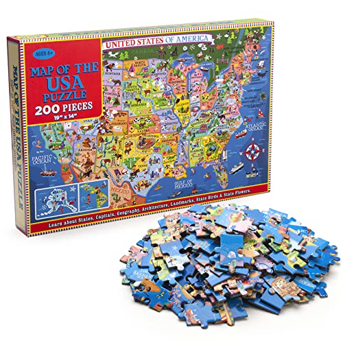 USA Map Puzzle for Kids - 200 Piece United States Puzzle - 50 States with Capitals for Kids Ages 4 and Up, America Jigsaw Puzzle Children’s Geography Puzzles Preschool Toys - color: B: Usa Map Jigsaw