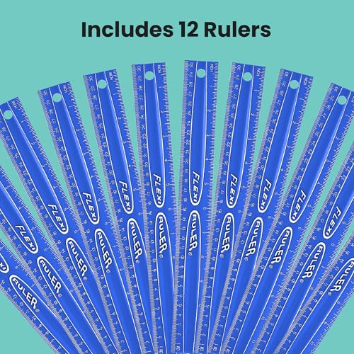 It's Academic Flexi Rulers, 12-inch Flexible Non-Breakable Ruler, 12-Pack, Blue